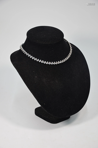 An Italian white metal bead chain necklace