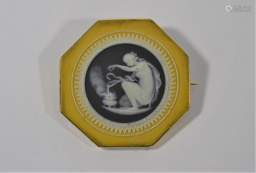 An octagonal Wedgwood jasper ware plaque