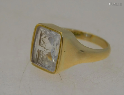 An 18ct yellow gold signet ring with rectangular …