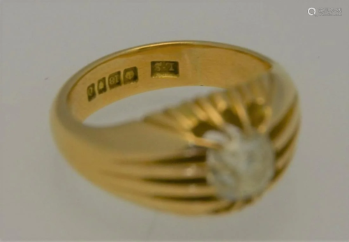 A single stone old cut diamond gypsy ring