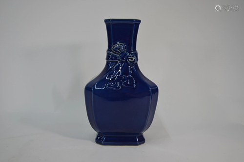 A Chinese sacrificial blue monochrome vase, Kangx…