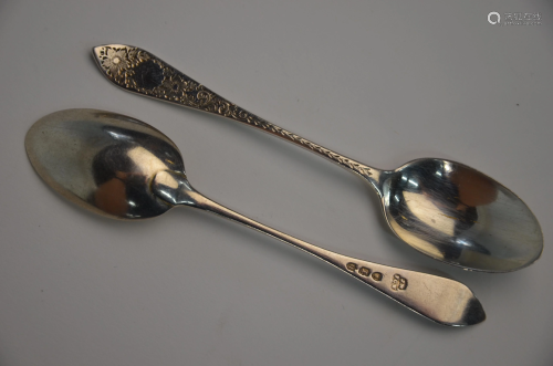 Silver bread fork and teaspoons