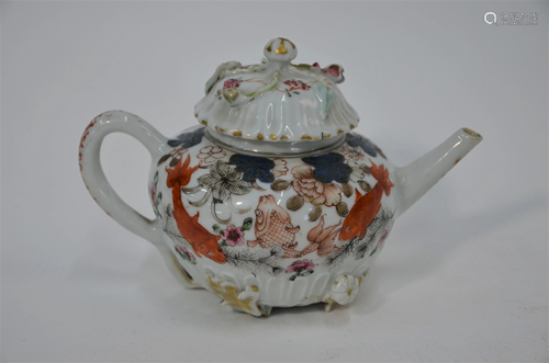 An unusual Chinese 18th century famille rose teapot,