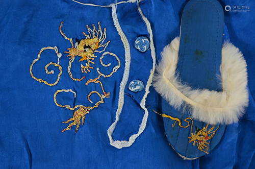 A traditional Chinese children's festival outfit, blue