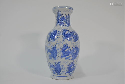 A 20th century Chinese blue and white carp vase, 2…