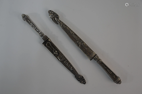 Two white-metal Gaucho knives