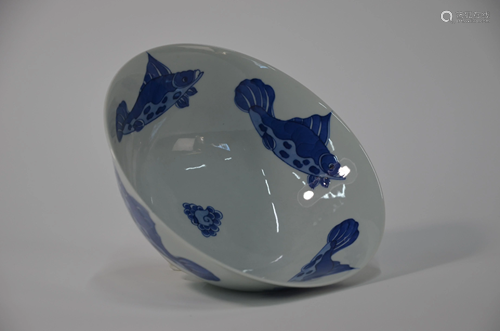 A Chinese Kangxi style blue and white bowl