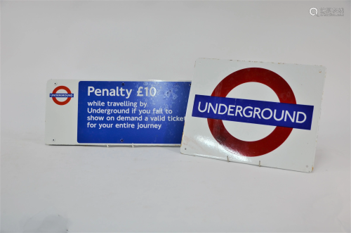 A London Underground enamel sign 'Underground' (2)