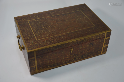 An Indian profusely brass inlaid box