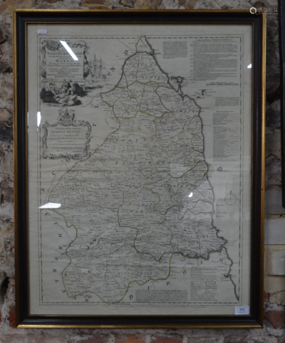An 18th century county map engraving of Northumbe…