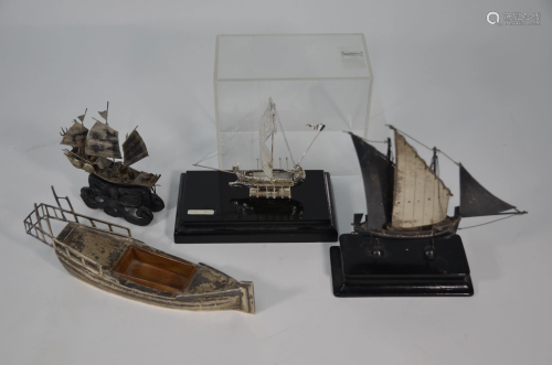 A Maltese .917 grade silver miniature sailing boat,