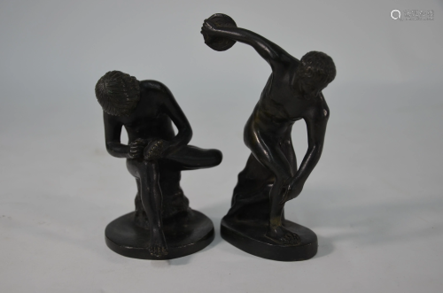 Two small bronze figures in the antique manner