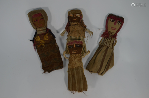 Four Peruvian Chancay dolls
