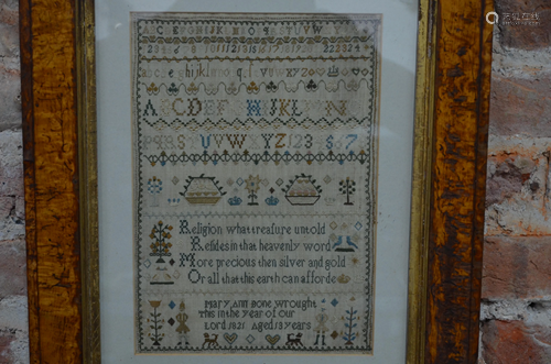 A good George IV silk crossstitch sampler