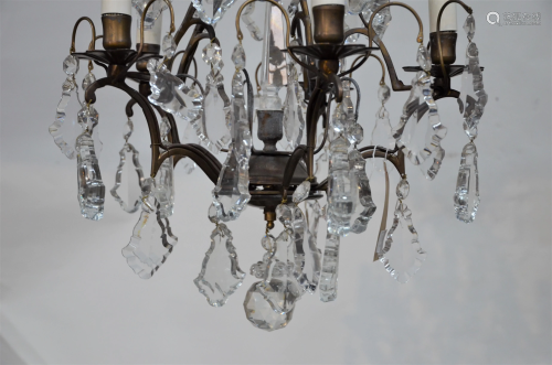 A good quality Italian bronze and crystal chandelier