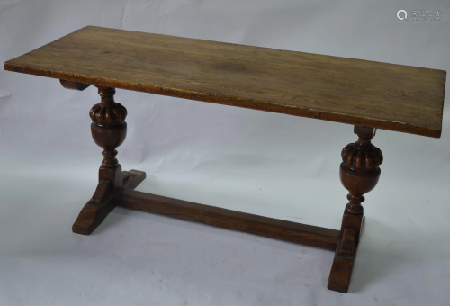 A 17th century style oak refectory dining table, 1…