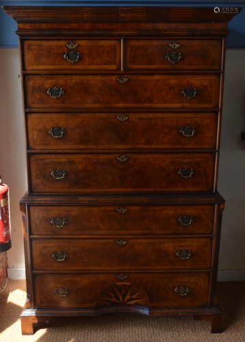 A reproduction George II crossbanded walnut chest …