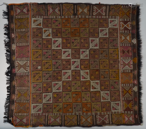 A vintage flat woven Sumak panel