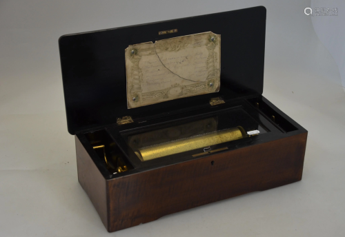 A late 19th century rose and ebonised cased cylinder