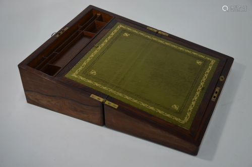 A 19th century rosewood writing slope with