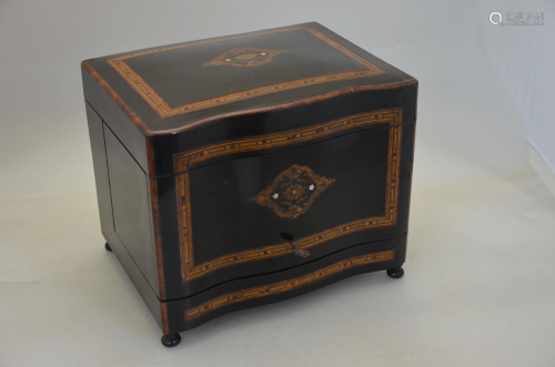 Late 19th century French specimen wood inlaid ebonised