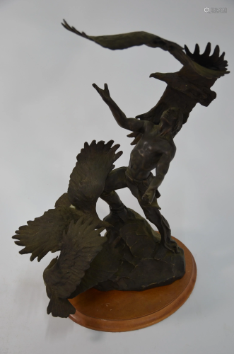 'Soaring Spirit', a bronze sculpture of a native