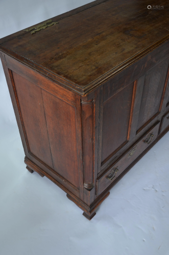 An 18th century oak mule chest, 134 cm w x 52 …