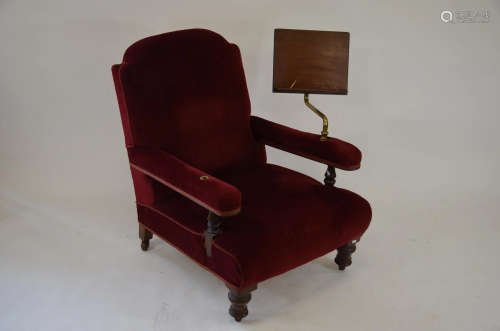A Victorian fabric upholstered library armchair
