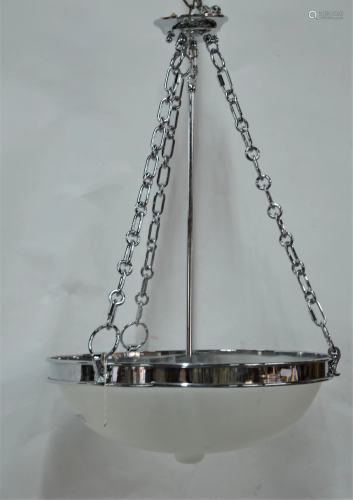 An Art Deco inspired chrome plated hanging light