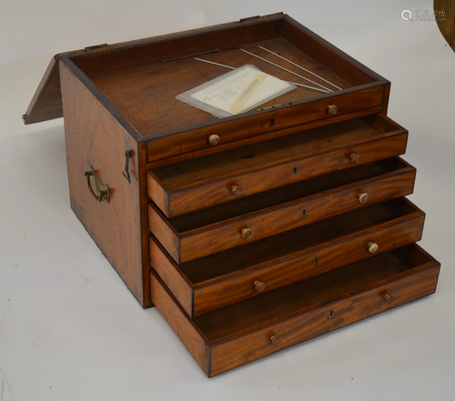 An antique satinwood collectors chest