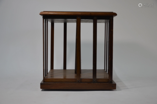 An inlaid walnut table-top revolving bookcase, 20th