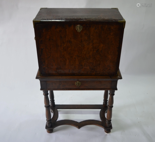 A 17th century and later burr walnut cabinet on…
