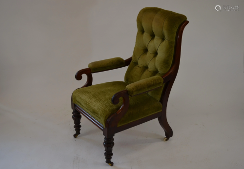 A Victorian mahogany framed open armchair