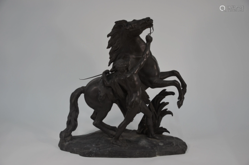 A large companion pair of 19th century cast spelter
