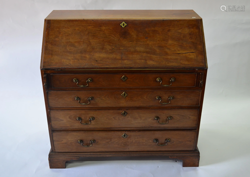 A George III mahogany bureau, 106 cm w x 105 cm…