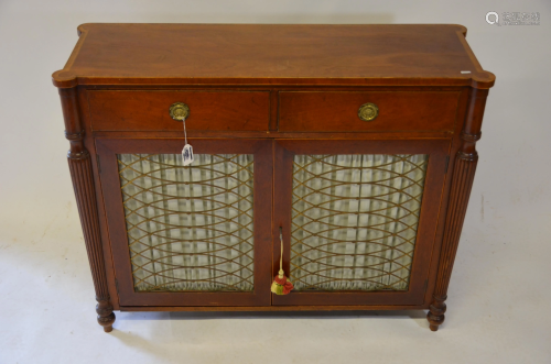 A Sheraton style cross-banded mahogany side cabinet