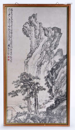 黄慎（款）山水（带框）