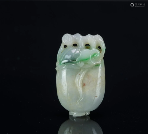 Qing- A Green Jadeite Carved 'Ruyi Cabbage