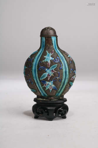 Enamel Silver Snuff Bottle,Qing Dynasty