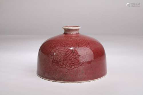 An Underglaze Red Porcelain Water Pot,Qing Dynasty