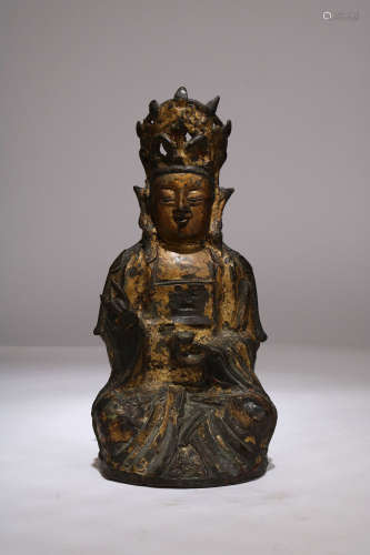 A Gilt Bronze Guanyin Statue,Ming Dynasty
