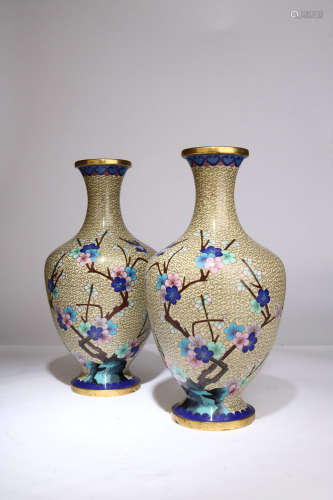 Pair Of Enamel Porcelain Vases,Qing Dynasty