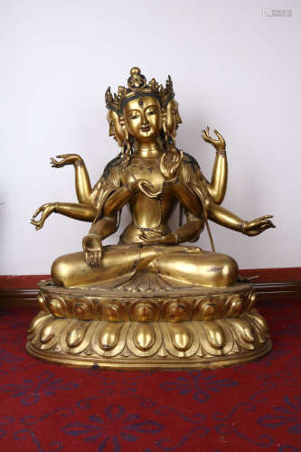 A Gilt Bronze Tara Statue