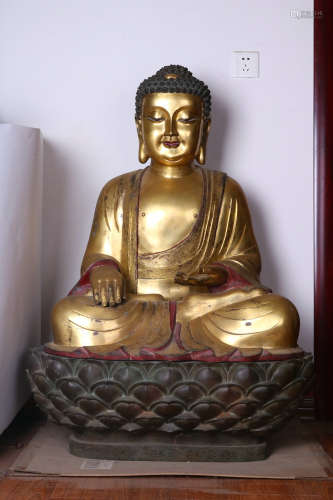 A Gilt Bronze Sakyamuni Statue,Ming Dynasty