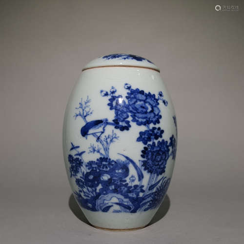A MING DYNASTY FLOWER AND BIRD. LOTUS SEED JAR