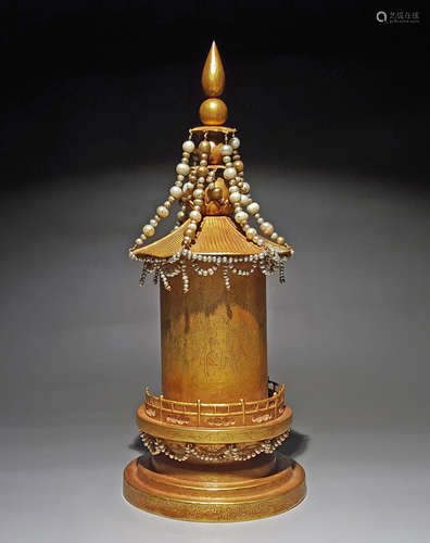 A TANG DYNASTY PURE GOLD PAGODA