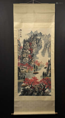 A CHINESE PAINTING,BAI XUESHI'S AUTUMN OF LIJIANG RIVER