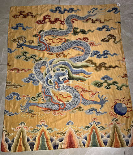 A QING DYNASTY DRAGON EMBROIDERY