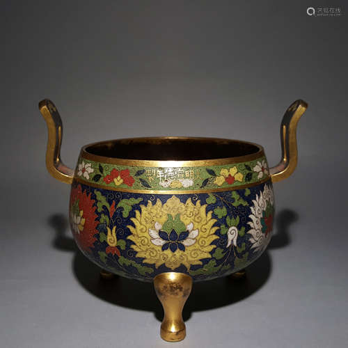 A MING DYNASTY CLOISONNE INCENSE BURNER