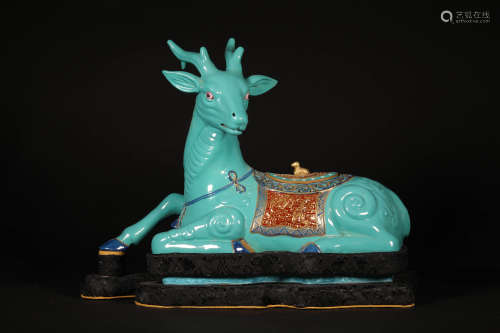 A QING DYNASTY DEER SHAPE FRAGRANCE OF TURQUOISE